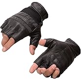 Milwaukee Leather MG7548 Men's Black Leather Mesh Gel Palm Fingerless Reflective Motorcycle Gloves