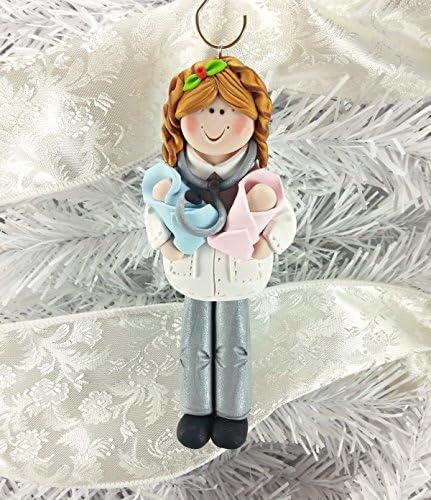 Female OB/GYN Doctor Handmade Polymer Clay Christmas Ornament