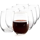 UMEIED 17.5 Oz Stemless Wine Glasses Set of 8, Red/White Wine Glasses, Crystal Drinking Glasses Clear Glass Wine Tumbler for Daily Use Home Bar Birthdays Housewarming Gifts