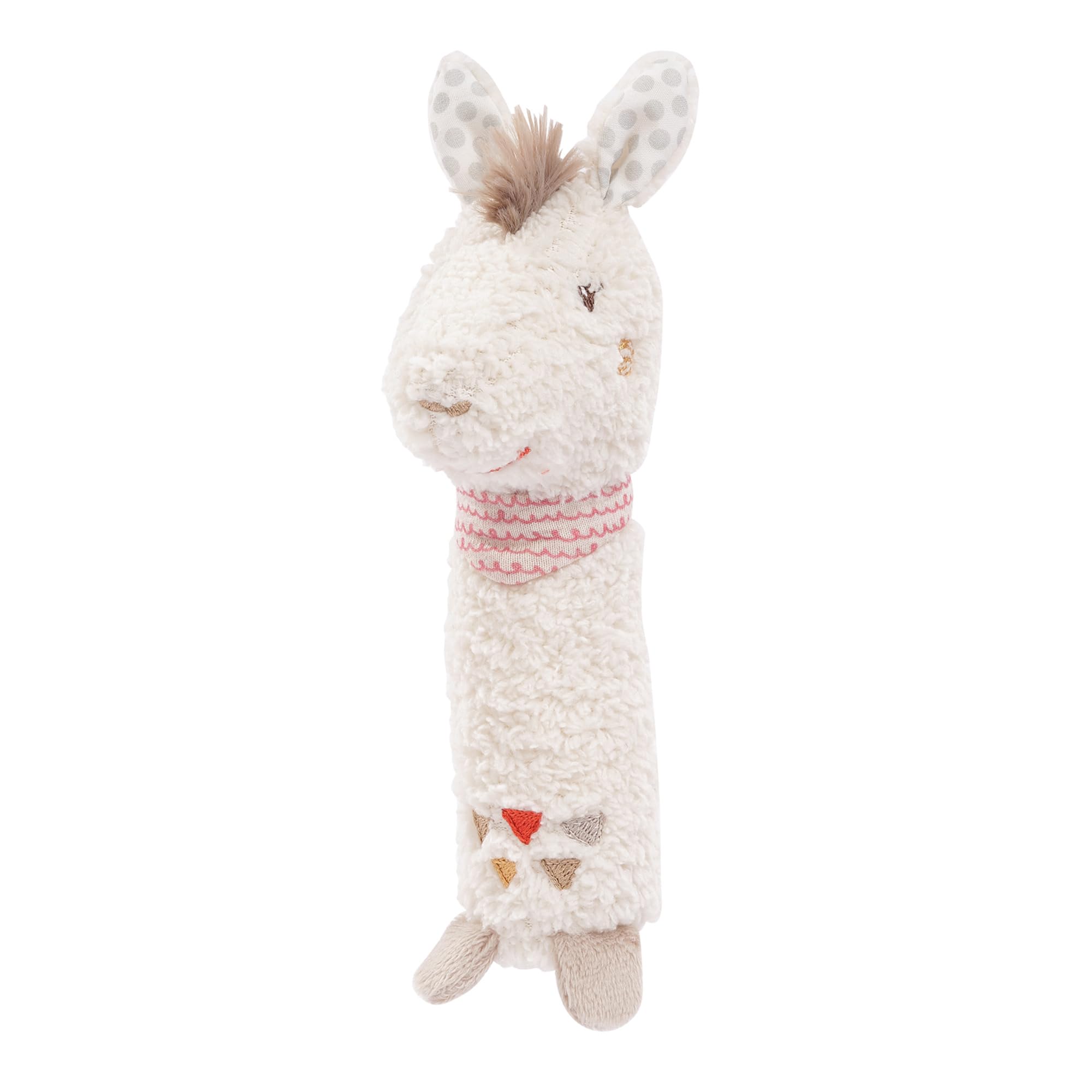 FEHN 058161 Lama Rattle, Squeaky, Feel, Play with Cuddly Soft Fabric Animal - A faithful companion for babies and toddlers from 0+ months