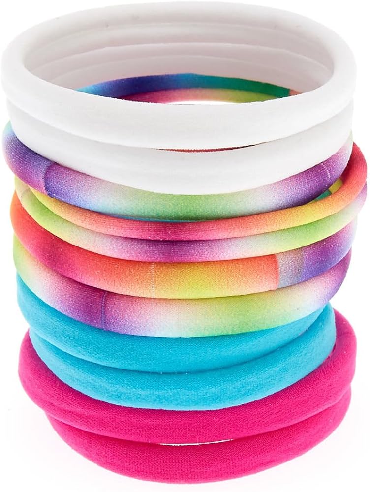 Amazon Com Claire S Girl S Rainbow Tie Dye Rolled Hair Ties 10