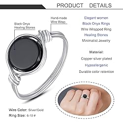 Fiklon Black Onyx Rings Crystal Rings for Women