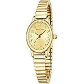 BOFAN Small Gold Watches for Women Easy Read Ladies Quartz Wrist Watch with Stainless Steel Expansion Band,Waterproof.