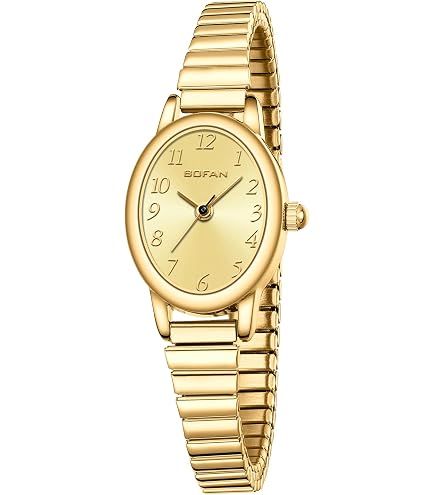 Amazon.com: BOSHIYA Small Golden Watches for Women Easy  display picture 2