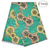 Dexuela 6 Yards Africa Ankara Supreme Wax Print Fabric 100% Cotton New Ankara Fabric for Party Dress (Green)