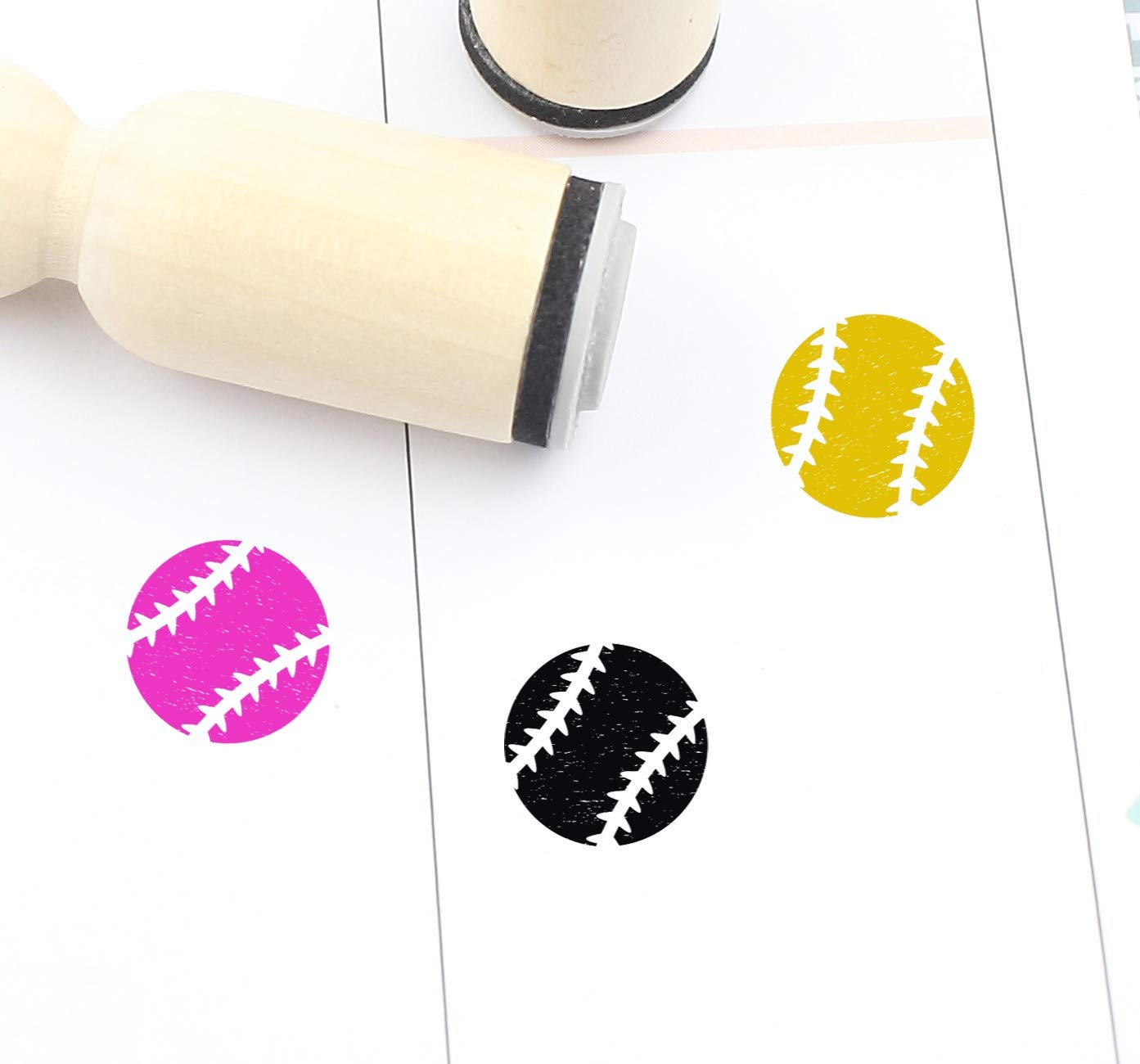 Softball Rubber Stamp, mini Baseball Stamp, Cute Softball