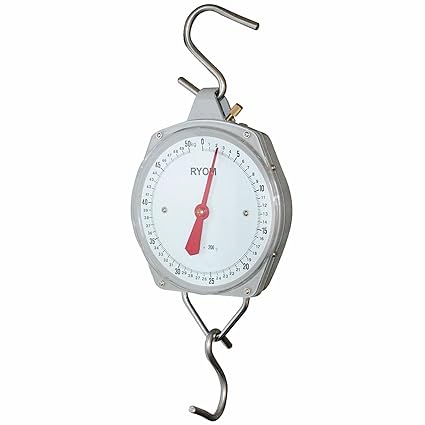 Powerpreise24 Profi HÄNGEWAAGE ANALOG max. 50 kg / 200 g Schritte, stabiles Metallgehäuse, Zugwaage inklusive 2X S-Haken
