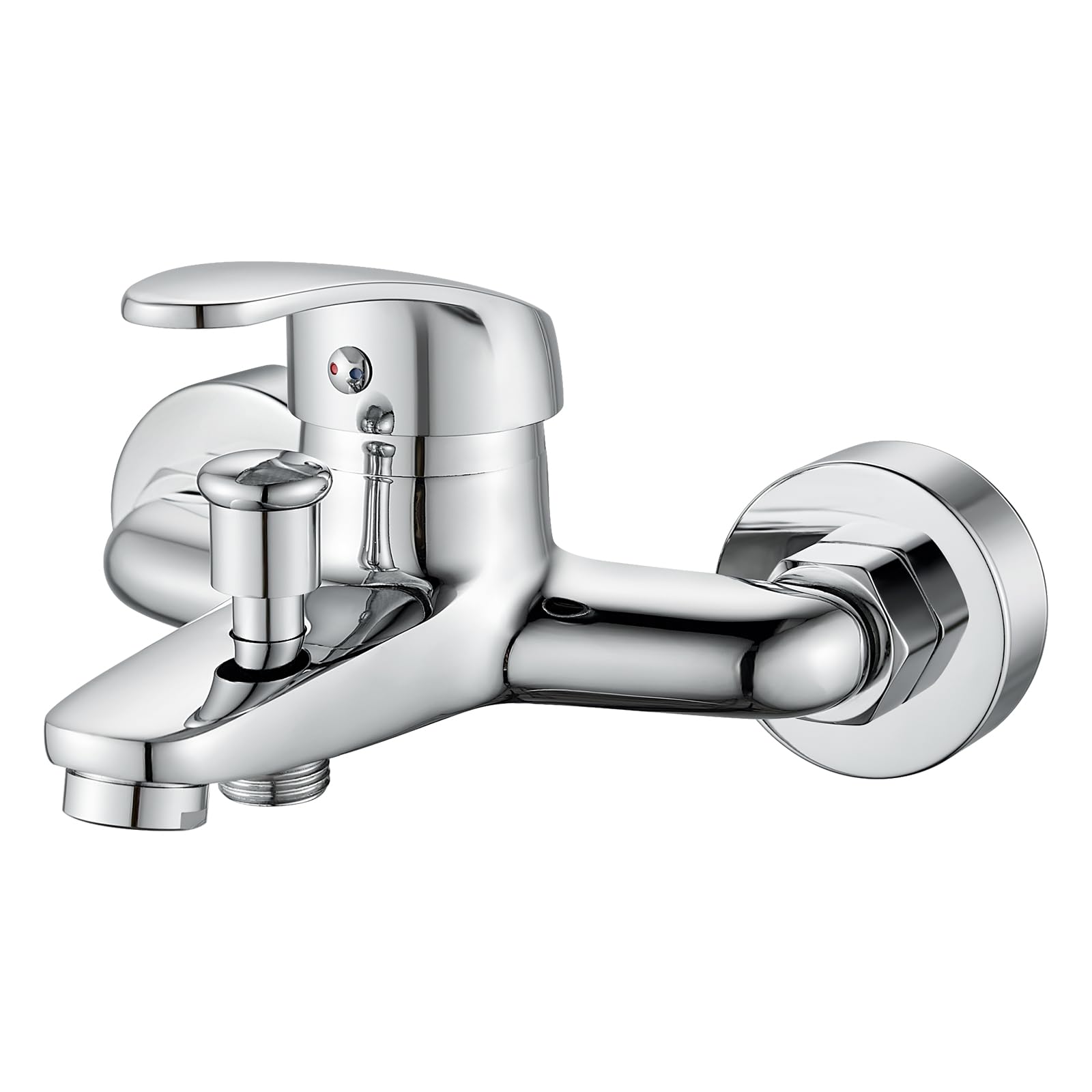 Rehomthy Wall Mounted Bathtub Mixer Tap Surface-Mounted Shower Single Lever Tap 1/2 Inch Shower Outlet Chrome
