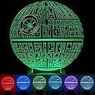 3D Illusion Night Light, Hosyo 7 Color Changing USB Death Star LED Desk Table Lights Lamps For Homes Christmas Halloween Decoration Gifts