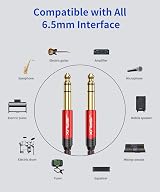 JSAUX 3M 10ft Guitar Cable 1/4 to 1/4 TRS Stereo Nylon Braided Red view 2