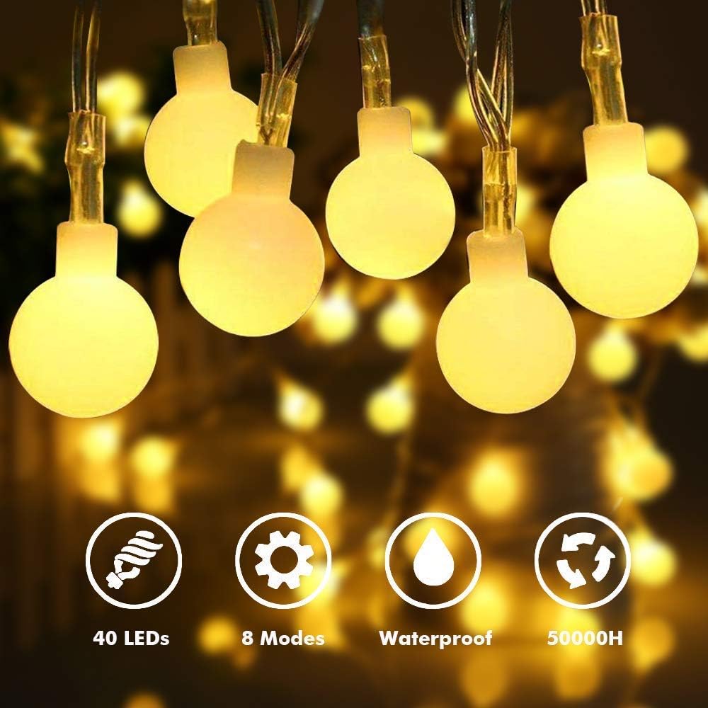 RaajaOutlets 40 LED Decorative Globe String Ball Hanging Fairy Lights for Home Decoration, Bedroom, Garden, Christmas…