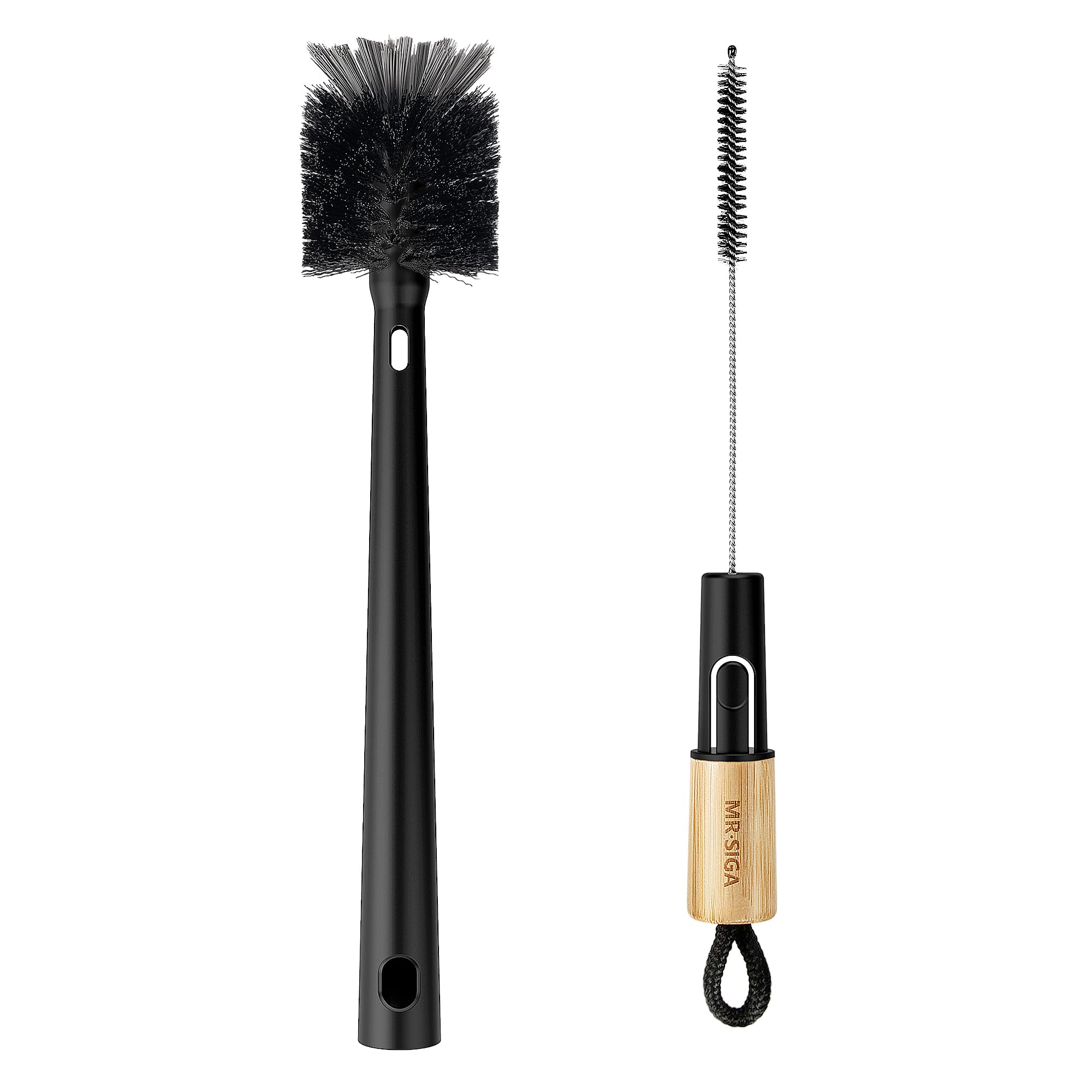 Photo 1 of MR.SIGA Water Bottle Brush and Straw Cleaner Brush, Long Handle Bottle Cleaner Brush, 2 in 1 Bottle Cleaning Brush for Sports Bottles, Baby Bottles, Mugs, Straws, Black