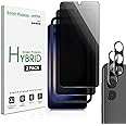 amFilm 2+2 Pack Samsung Galaxy S23 6.1'' Privacy Screen Protector with Camera Lens Protector, Anti Spy Hybrid Film, Fingerprint ID Compatible, Easy to Installation.