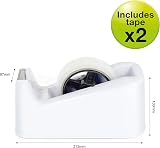 Rapesco 1486 500 Heavy Duty Tape Dispenser White with 2 Tape Rolls view 2