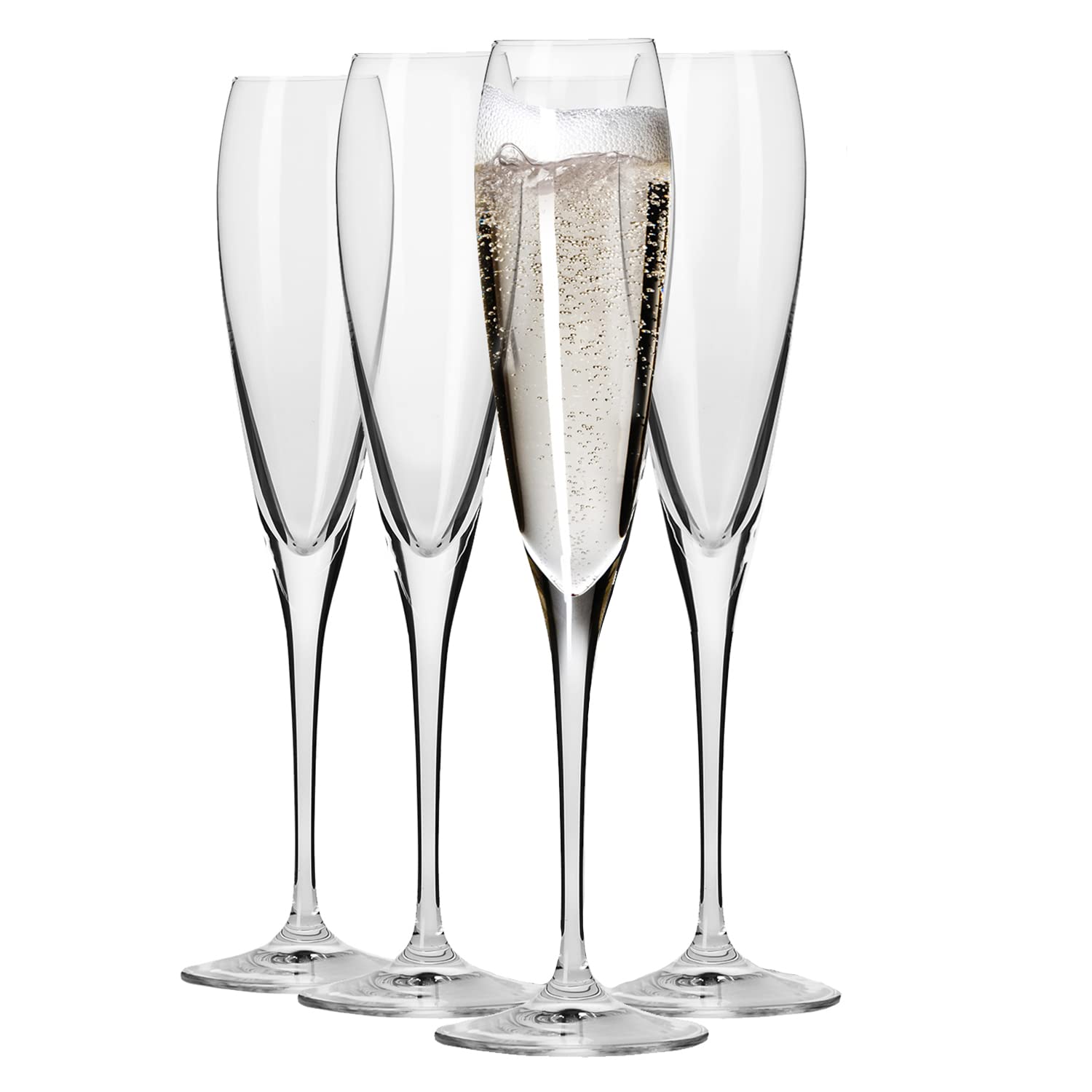 Krosno - Perla Champagne Glasses 4 x 170 ml | Champagne Flutes | Prosecco Glasses | Wedding Gift | Dishwasher Safe | Crystalline Glass | Lead Free Glass | Durable | Scratch Resistant | Gift Idea