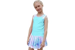 MODAFANS Girls Tennis Golf Pickball Dress Athletic Outfits Kids Tank Top and Skorts Sets