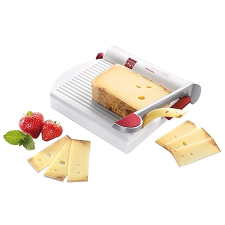 Westmark Käseschneide-Apparat mit scharfer Klinge, Variable Schnittstärke, Rostfreier Edelstahl/Aluminium/Kunststoff, Fromarex, Weiß/Rot/Silber, 70002260