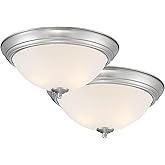 Designers Fountain Flush Mount Ceiling Light, 2-Pack, 13 Inch Frosted Glass Lighting Fixture for Kitchen, Bedroom, Bathroom, 