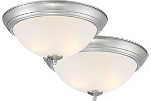 Designers Fountain Flush Mount Ceiling Light, 2-Pack, 13 Inch Frosted Glass Lighting Fixture for Kitchen, Bedroom, Bathroom, and Hallway, LED Bulbs Not Included, Brushed Nickel