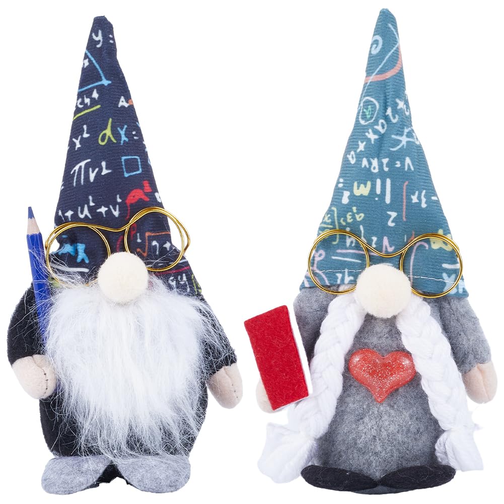 GORGECRAFT 2 Sets Graduation Teacher Appreciation Swedish Gnome Gift Back To School Heart Pencil Plush Handmade Dolls from End Of The School Year Decoration for Office Table Decoration 9 Inches