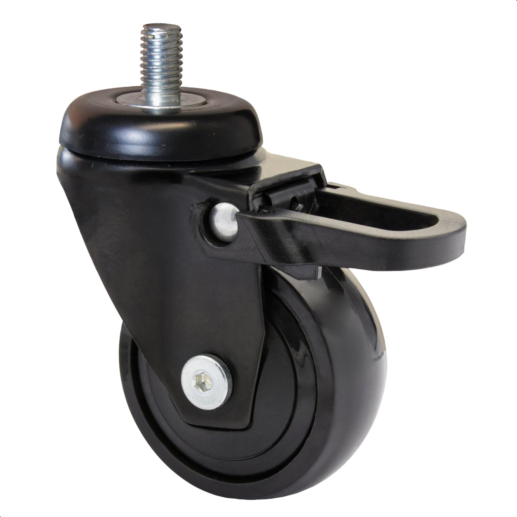WAGNER ultra-turnable 360° - 3C - design swivel castor/furniture castor - black, soft running surface, grub screw 10 x 16 mm, diameter Ø 50 mm, brake, load capacity 50 kg - 01235266