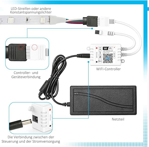 Controlador WiFi RGB LED Smart con mando a distancia de 24 teclas para tiras 5050 3528 con sonido activado 16 millones de colores 20 modos dinmicos temporizador