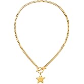 TONLUYAX 18k Gold Chunky Cross Necklace for Women Hammered Cross Choker Necklaces Bold Statement Necklace Trendy Jewelry