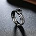 2PCS Black Gold Princess Cut CZ Wedding Engagement Band Bridal Rings Jewelry Set