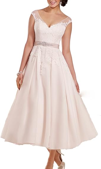 amazon tea length wedding dresses