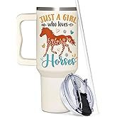 AT2Z GLOBAL Horse Gifts For Girls - Horse Gifts for Women - Christmas, Mothers Day, Birthday Gift For Horses Lovers - Horses Riding Lover Gift - 40Oz Tumbler With Handle & Straw