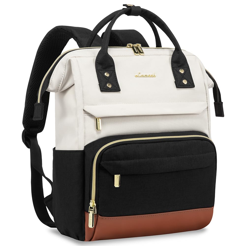 Photo 1 of LOVEVOOK Mini Backpack for Women, Small Backpacks Purse, College Bookbag for School, Fashion Bag for Travel Work Gift, Lightweight Daypack, Beige-Black-Brown