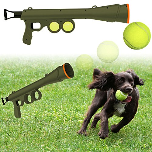 Paws & Pals BazooK-9 Tennis Ball Launcher Gun with 2 Squeaky Balls Pet Supplies, Dogs, Toys, Ball Launchers