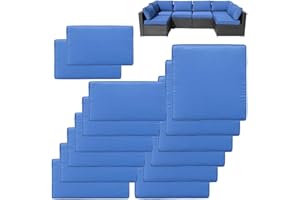 VIXLON 14Pcs Patio Cushion Covers Replacement Splashproof UV-Resistant Inelastic Covers with Zippers, Max Compatible 25.6x25.6x4inch Patio Cushion, for 7 Pcs Outdoor Patio Furniture Sets