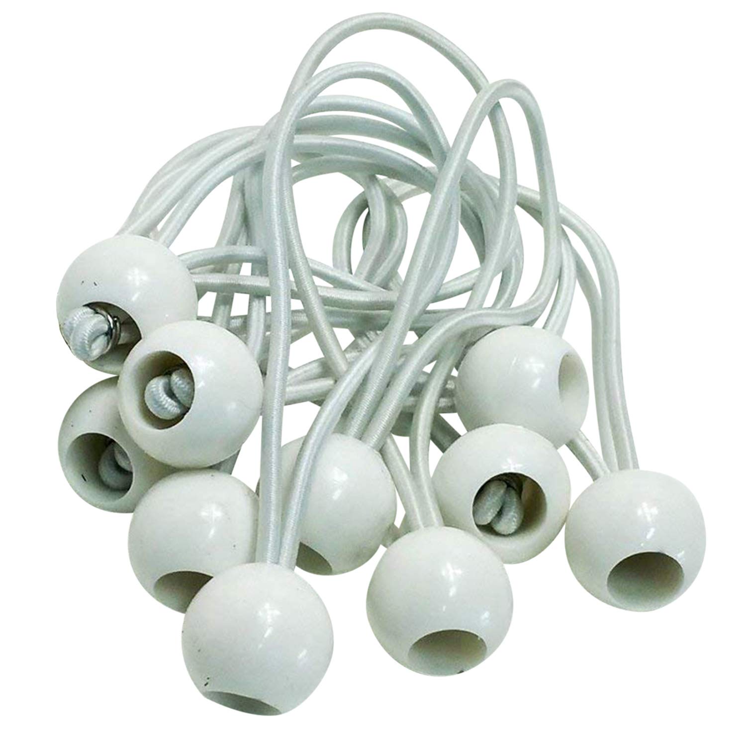 Land-Haus-Shop Replacement Elasticated Bungee Fasteners for Gazebos and Tents, Pack of 10, 18.5 cm, White