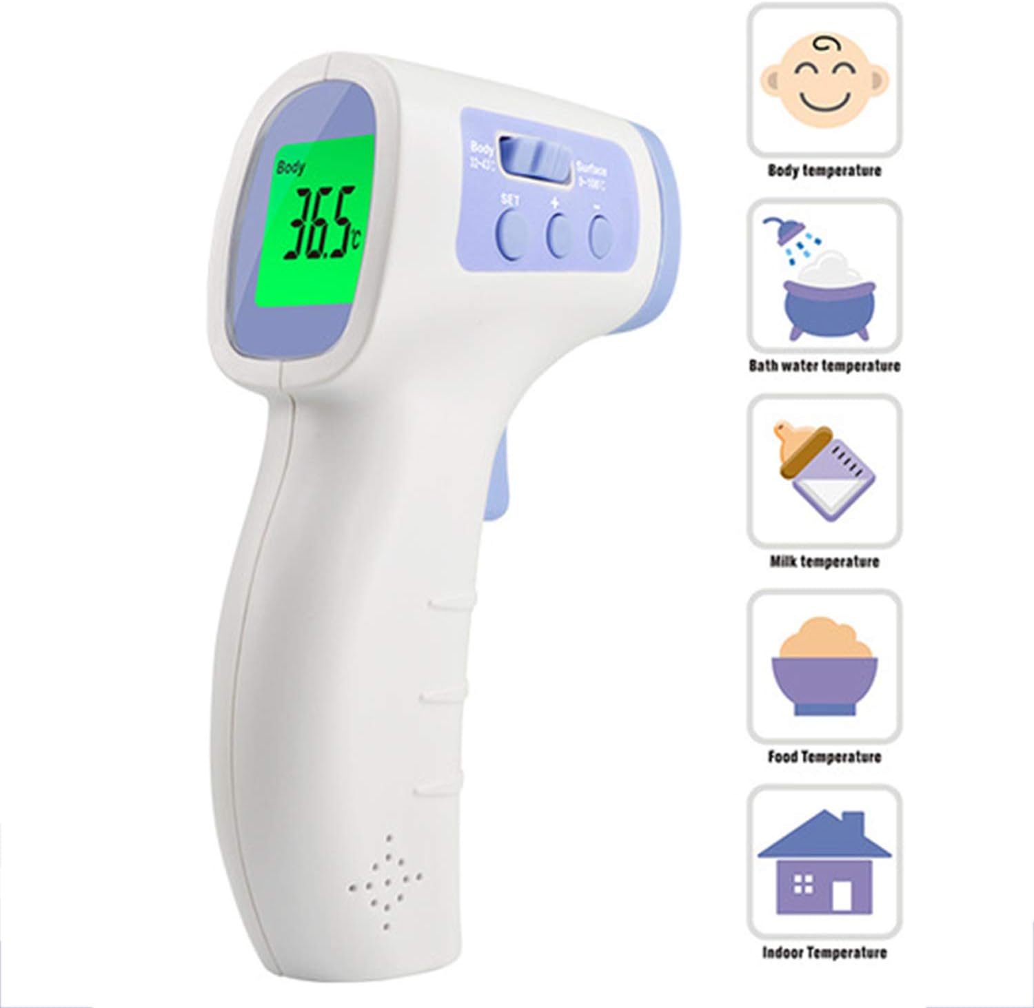 Infrared Thermometer Non-Contact Digital Laser Temperature Gun with LCD Display for Baby and Adults