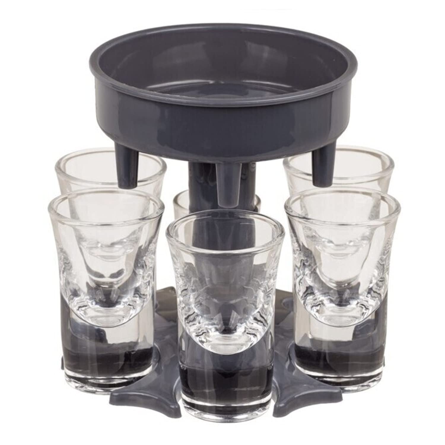 Out fo The Blue Schnapps Carousel Pouring aid with 6 Glasses, Shot Carousel Shot Glass, Shot Glass, Shot Glass, Shot Glass, Shooter Glass, Dark Grey