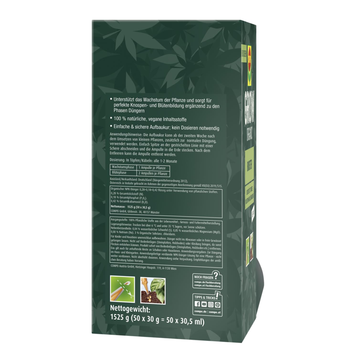 COMPO GROW ORGANIC Booster - praktische Aufbaukur für Spezialkulturen - unterstützt das Wachstum - Dünger für Indoor & Outdoor - organisch - 30 ml, braun 5