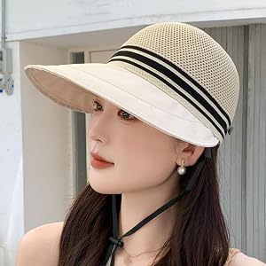 Women's Sun Hat Wide Brim Knit Foldable Sun Hat Protection Hiking Sports Baseball Hats Outdoor Beach Adjustable for Ladies