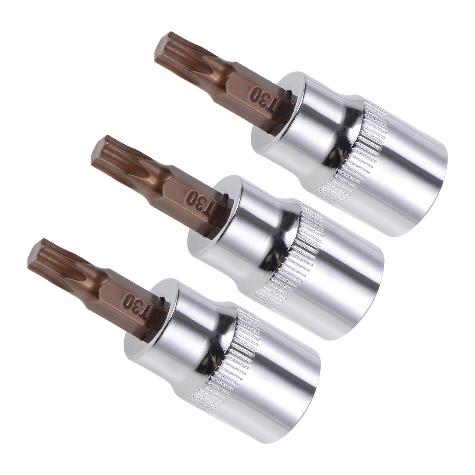CoCud Torx Bit Socket, Metric T30 Bit 3/8" Drive 1.5" Long, S2 Alloy Steel Heat Treated CR-V Socket - (Applications: for Fastener Application), 3-Pieces