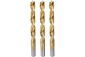HARFINGTON 3pcs Brad Point Drill Bit 10.5mm(13/32") Dia Straight Round Shank Drill Metric Brad Point Spiral Twist Drill Bits for Carpenter Woodworking Plastic Rubber, Golden