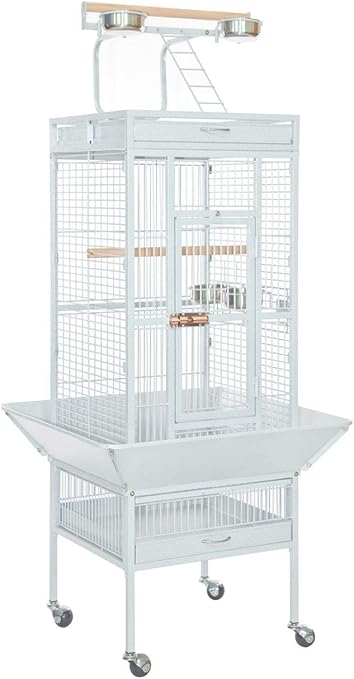 Bps Grosser Vogelkafig Fur Papageien Vogelkafig Kanarien Mit Spielstall Futterhaus Weiss Schwarz 62 X 62 X 156 Cm Bps 1300 Weiss Amazon De Garten