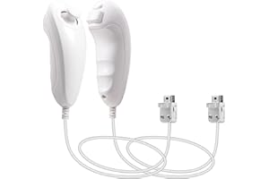 MODESLAB Wii Nunchuck Controller, 2 Pack Nunchuk Controllers Replacement Remote Joystick Gamepad Controller Compatible with Wii Wii U Console(White)