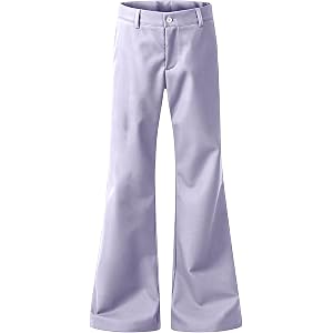 Surciruit Men's 100% Cotton Flared Dress Pants Elastic Back Waist Bootcut Business Casual Trousers for Work