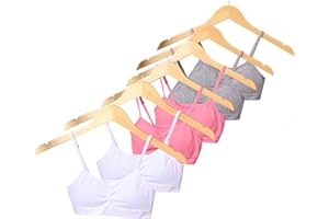Livona Racerback Training Bra for Girls- 6 Pack Seamless Sports Bra, Padded Everyday Bra Bralette,Crop Cami Tank Top (6-14)