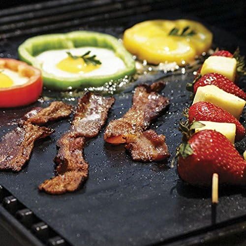 Vinsani 10PC Non-Stick BBQ Grill Mat(40 x 33 cm)-Universal Barbeque Baking Oven Liners Reusable and Dishwasher Safe Indoor Outdoor BBQ Cooking Mats for Charcoal Electric Gas Grill Kitchen Ovens -Black - Image 3