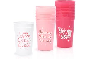 Tuitessine 12-Pack Disco Cowgirl Bachelorette Party Cups Reusable Girls Trip Stadium Plastic Cup Cute Drinking Cups for Western Bridal Shower Party Supplies Wedding Engagement Favor(22 oz)