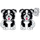 Daixiya Corgi/Border Collie/Yorkie/Dalmatian Gift 925 Sterling Silver Corgi/Border Collie/Yorkie/Dalmatian Dog Stud Earrings Cute Dog Jewelry Gifts for Women Animal Lovers