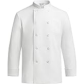 Sheenfon Saturn Men’s Chef Coat – Classic Tailored Long Sleeve Chef Jacket with Mesh Ventilation and Utility Pockets