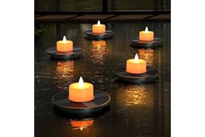 uuffoo Small Solar Floating Pool Lights 5-Pack, 2 Inch Solar-Powered Floating Candle Tealights for Pools, Pond, Garden & Patio, Auto On/Off, Flickering Ambiance for Outdoor Decor