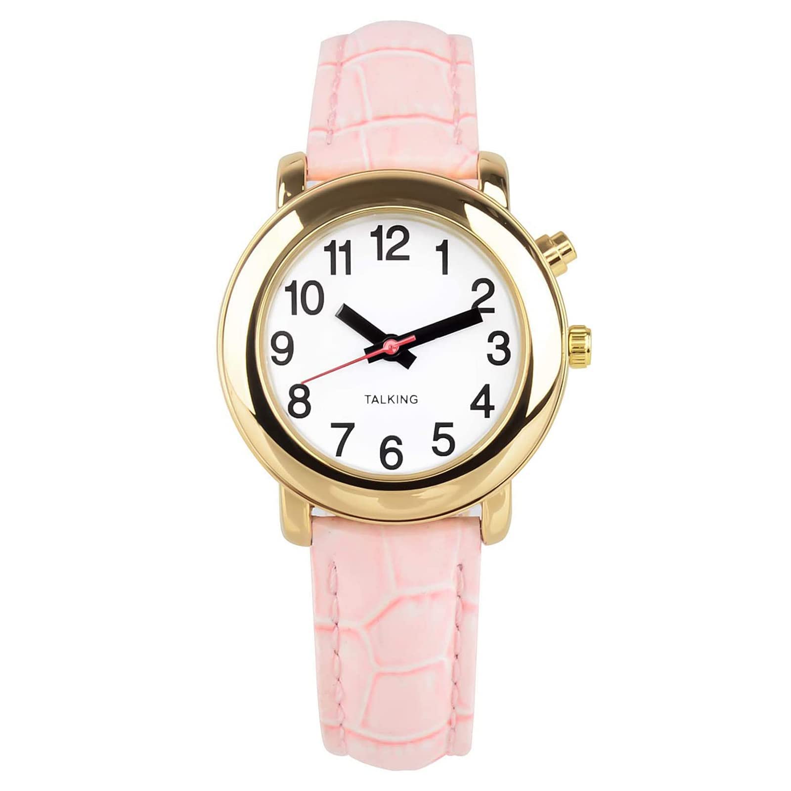 ViLoSa English Talking Watch Speaks The Time, Date or Alarm time for Elderly, Impaired Sight or Blind. White Face-Black Numbers with Stainless Expand Strap …